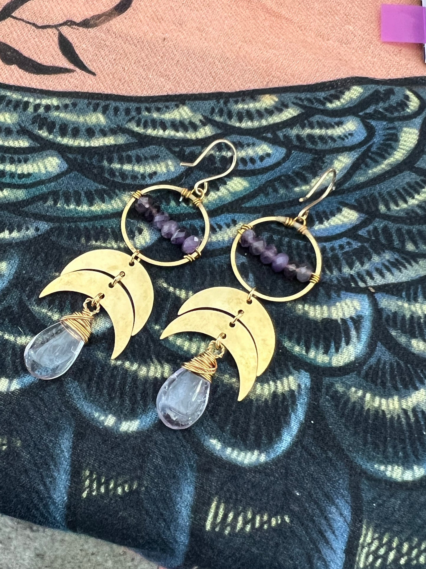Amethyst Crescent Earrings