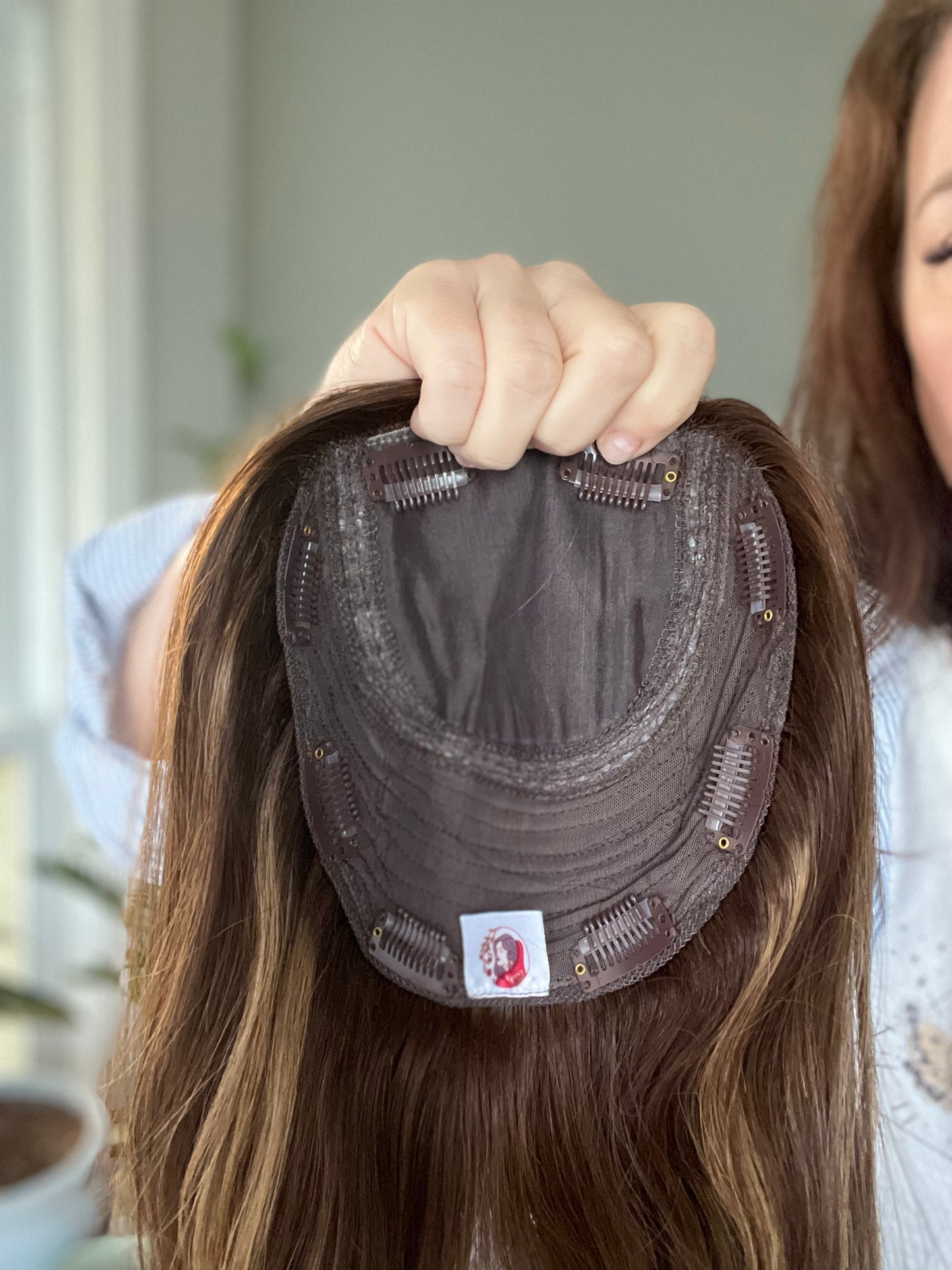 Medium Dark Brunette with Caramel Low Lights 20-21 Inches Topper