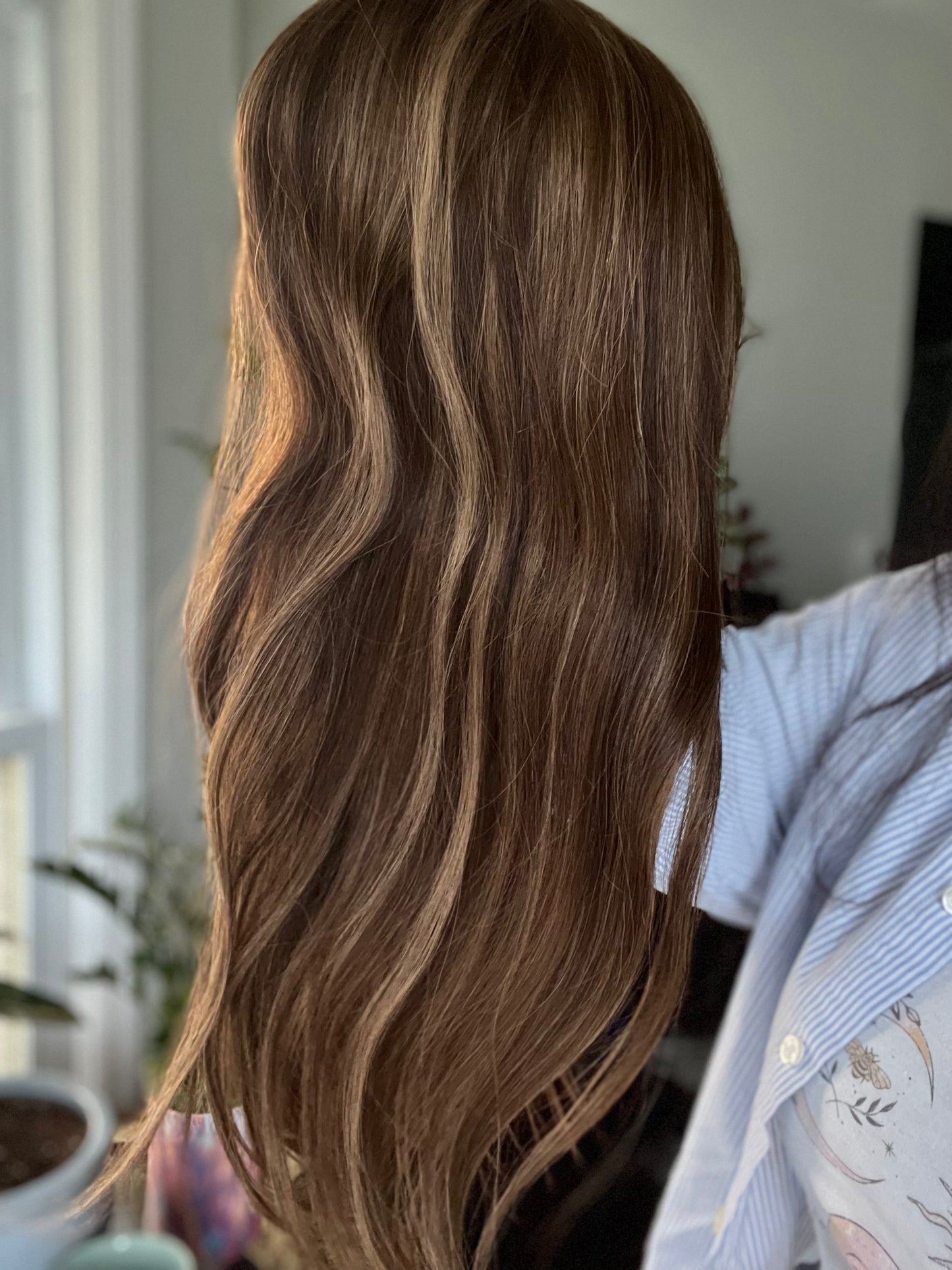 Medium Dark Brunette with Caramel Low Lights 20-21 Inches Topper