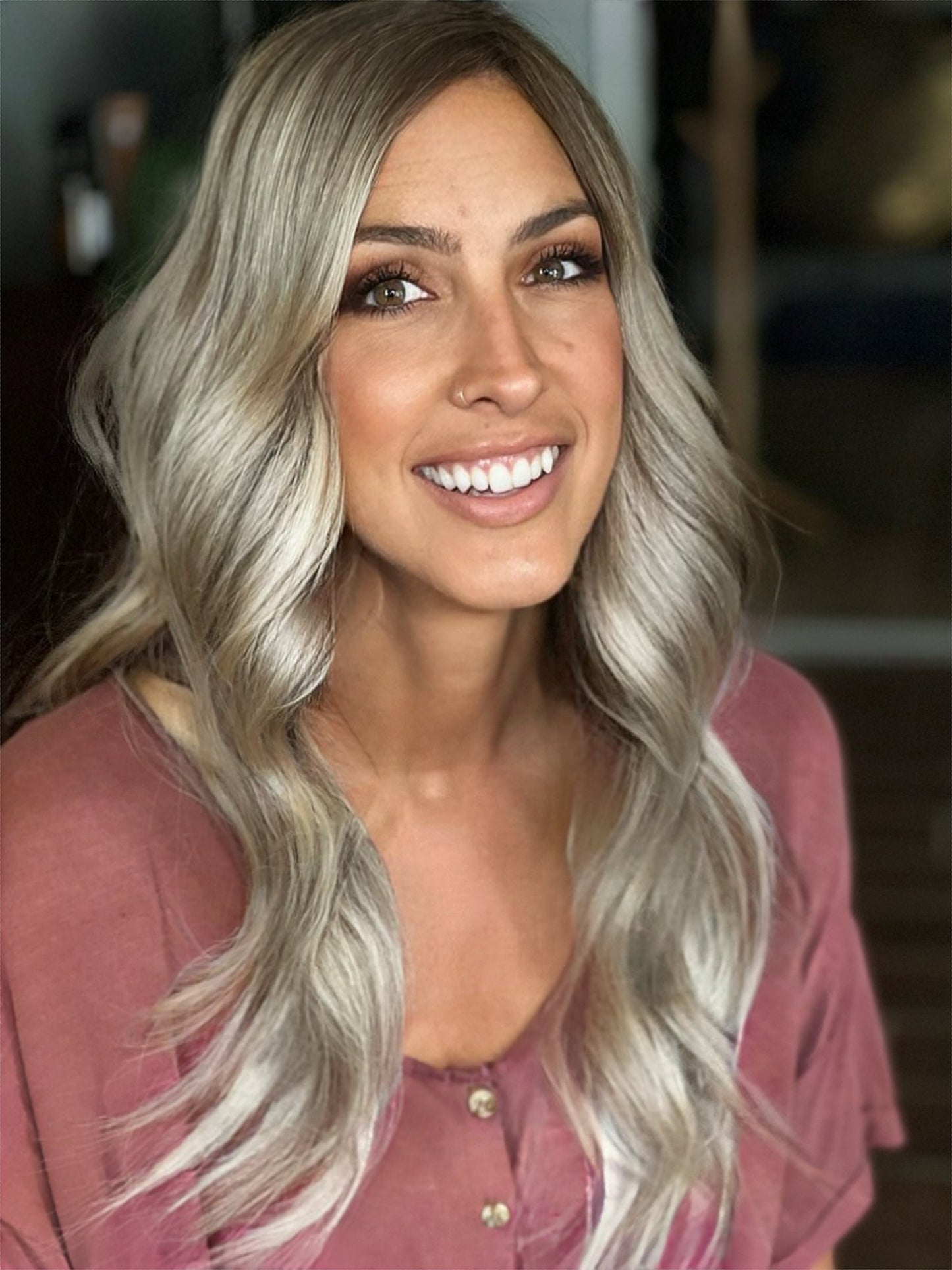 Icy Cool Blonde with Melted Natural Root Topper 19-20 Inches