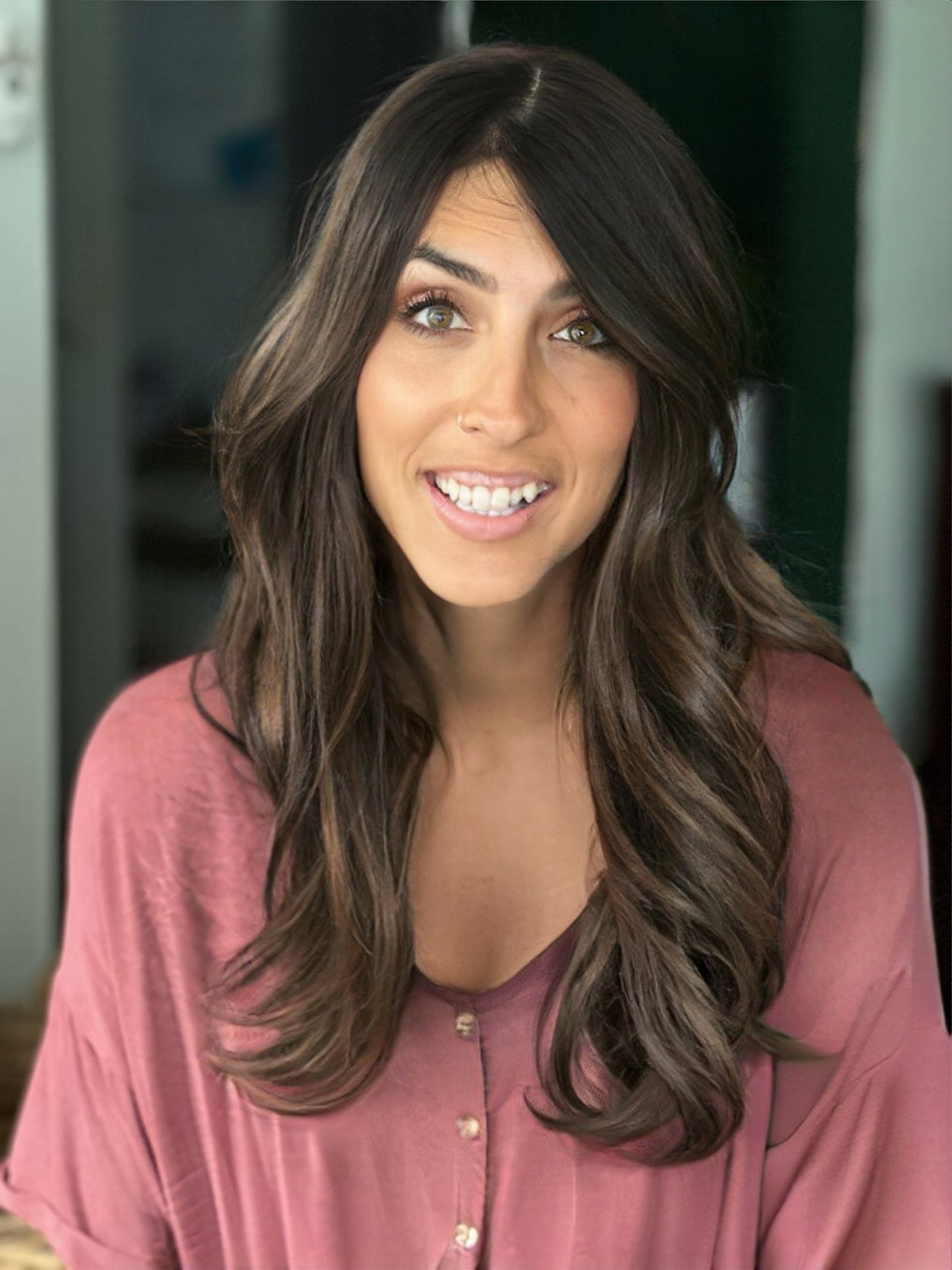 Dark Brunette with Caramel Low Lights 21-22 Inches Topper