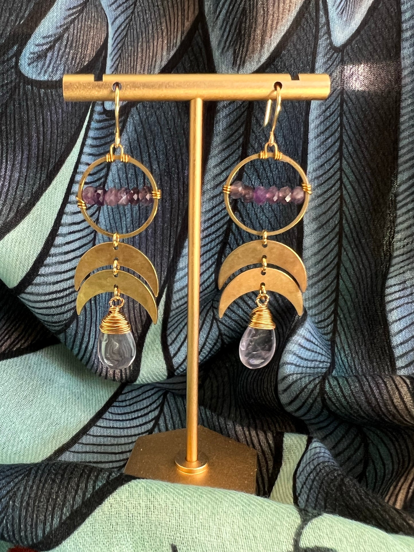 Amethyst Crescent Earrings