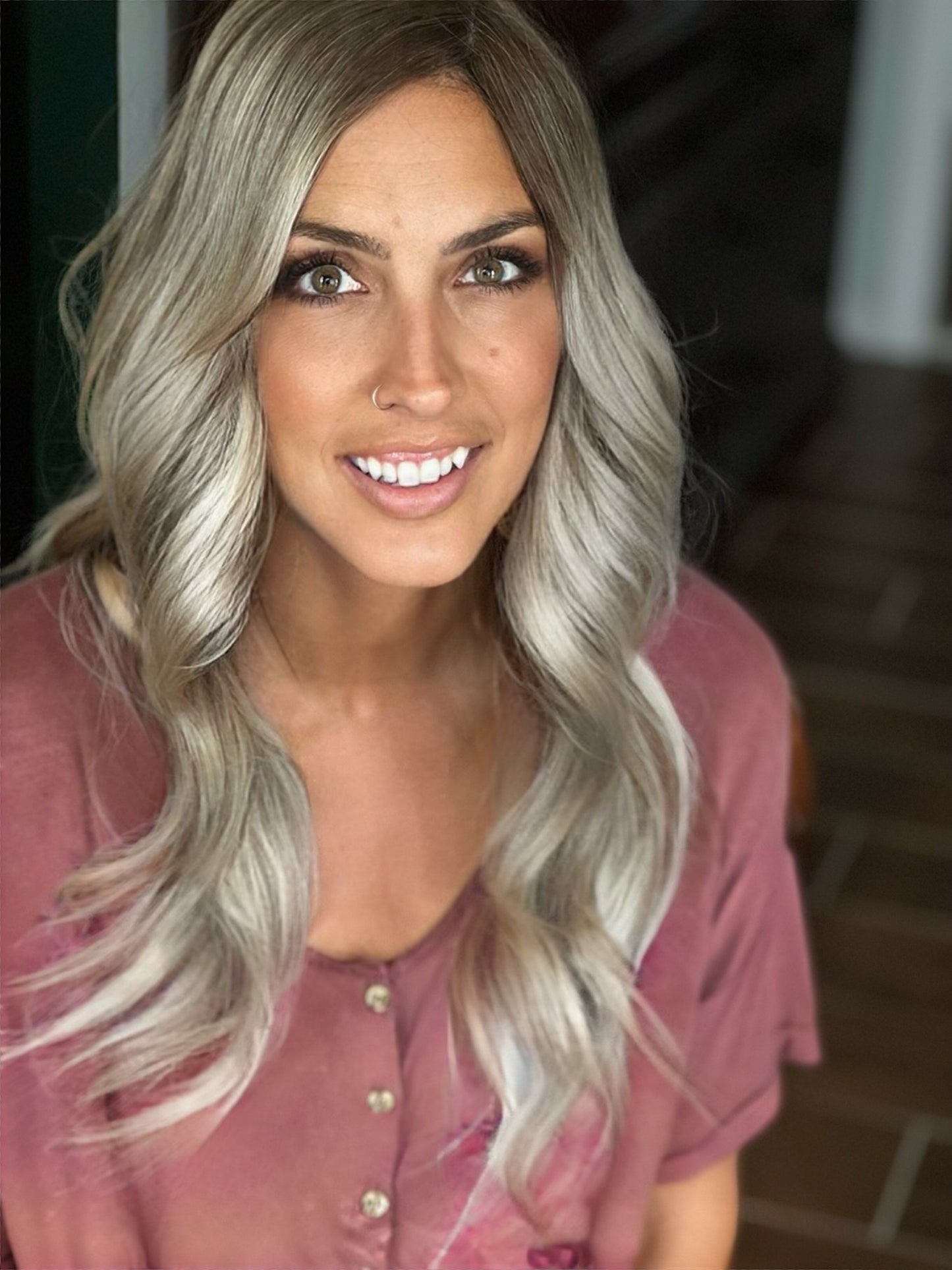 Icy Cool Blonde with Melted Natural Root Topper 19-20 Inches