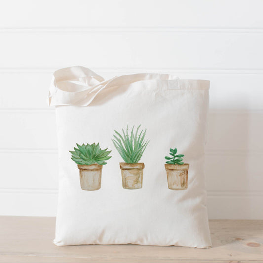 Succulent Pots Watercolor Tote Bag